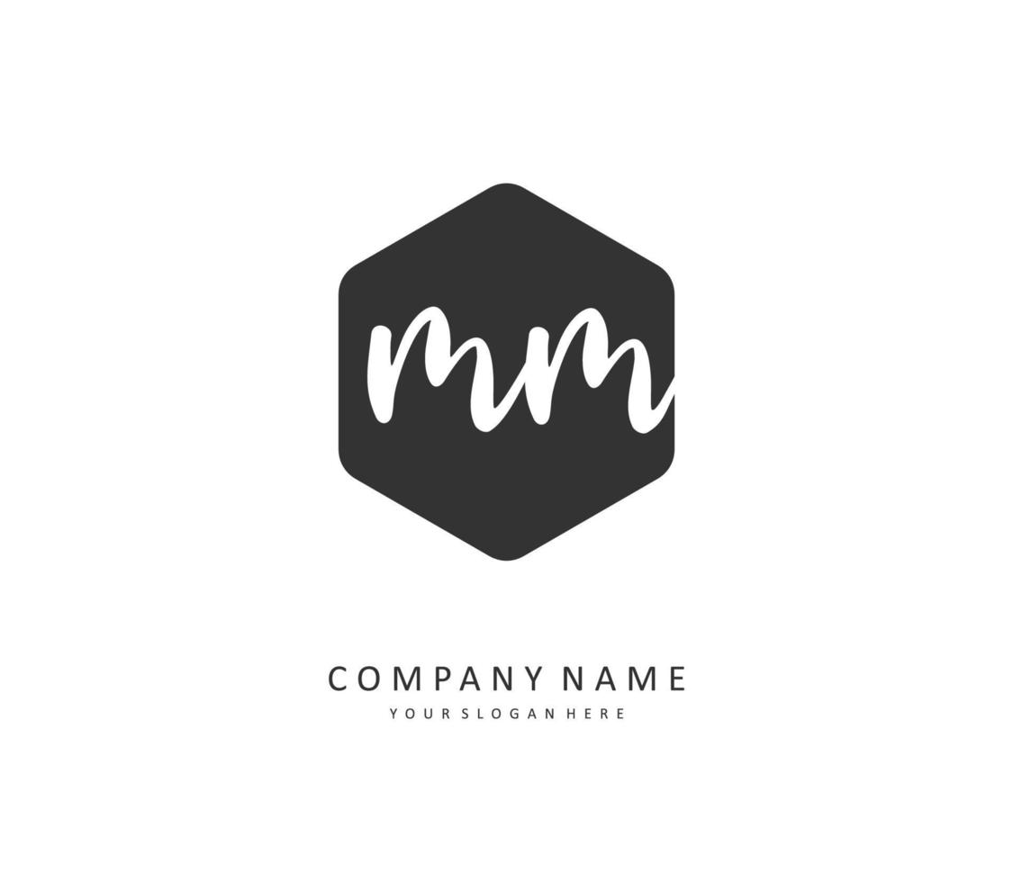 M MM Initial letter handwriting and  signature logo. A concept handwriting initial logo with template element. vector