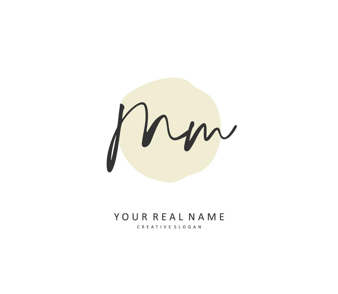 M MM Initial letter handwriting and  signature logo. A concept handwriting initial logo with template element. vector