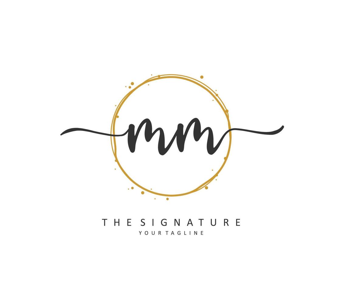 M MM Initial letter handwriting and  signature logo. A concept handwriting initial logo with template element. vector