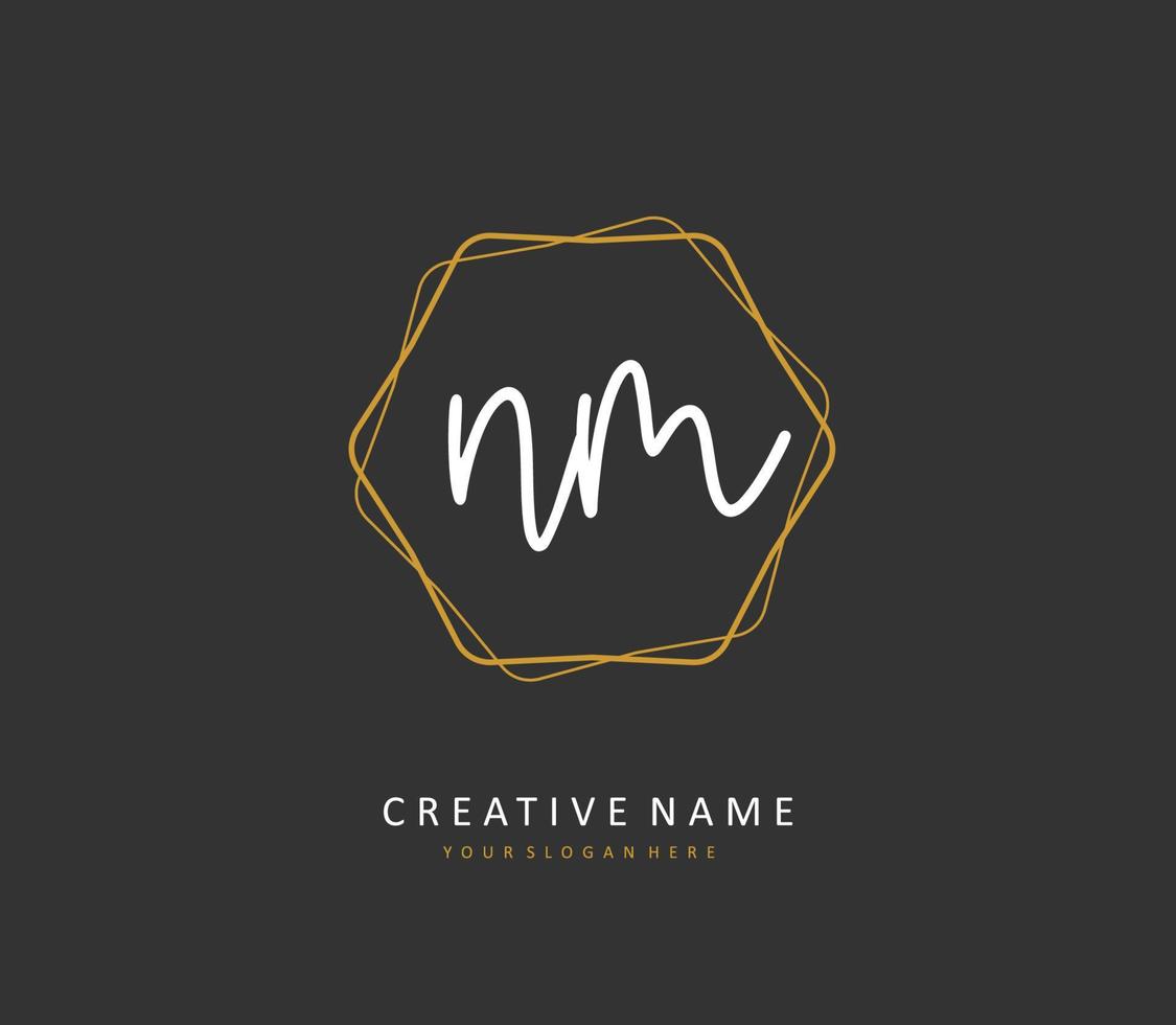 N M NM Initial letter handwriting and  signature logo. A concept handwriting initial logo with template element. vector
