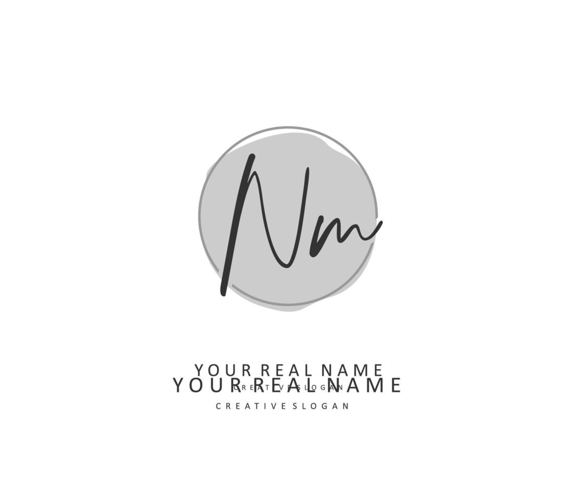 N M NM Initial letter handwriting and  signature logo. A concept handwriting initial logo with template element. vector