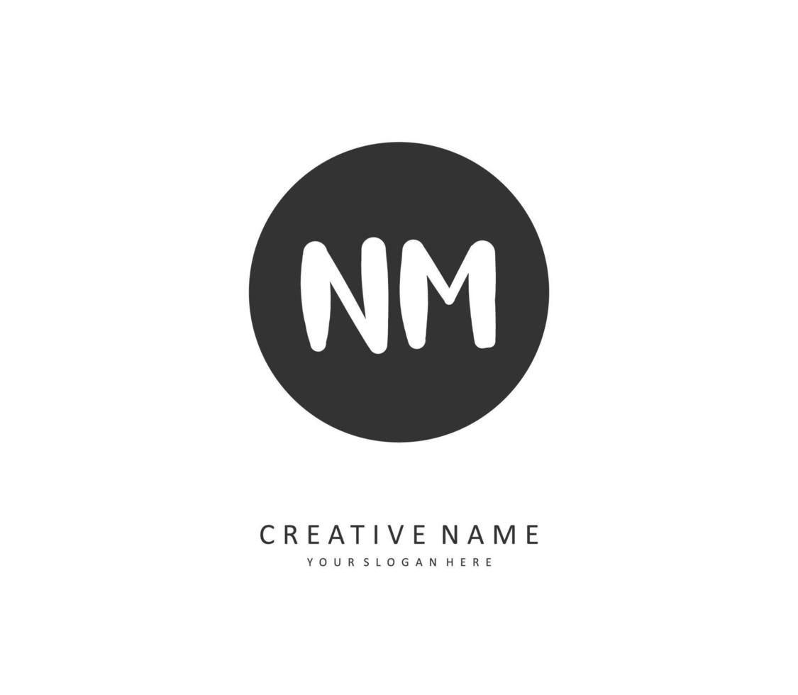 N M NM Initial letter handwriting and  signature logo. A concept handwriting initial logo with template element. vector