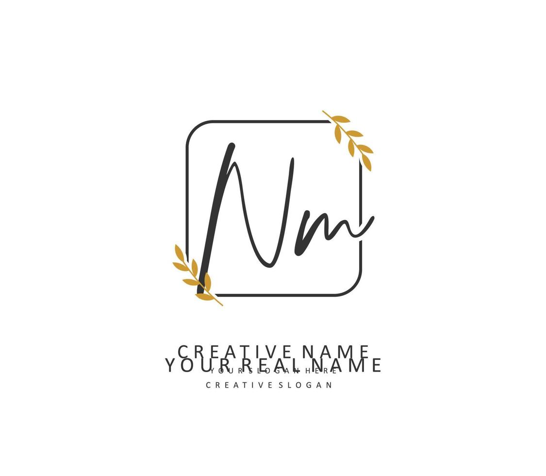 N M NM Initial letter handwriting and  signature logo. A concept handwriting initial logo with template element. vector