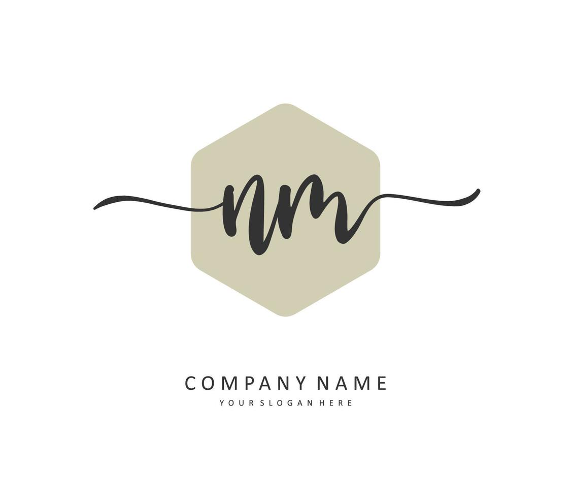 N M NM Initial letter handwriting and  signature logo. A concept handwriting initial logo with template element. vector