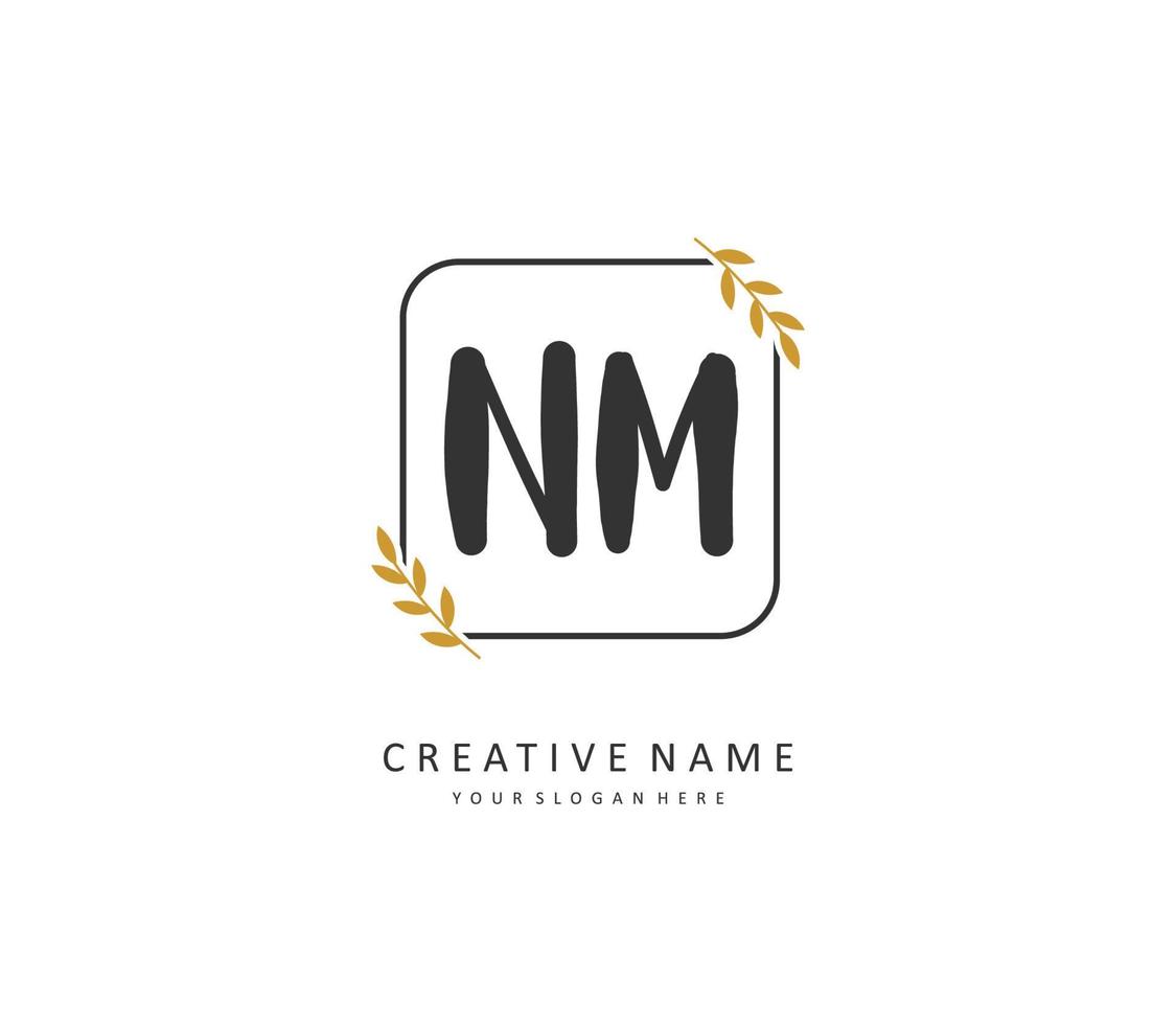 N M NM Initial letter handwriting and  signature logo. A concept handwriting initial logo with template element. vector