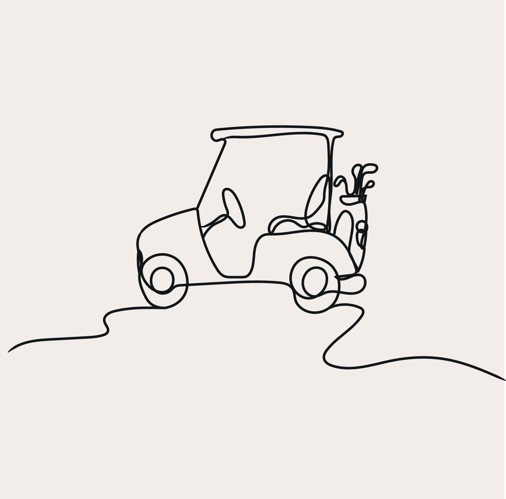 minimalista golf carro línea arte, deporte sencillo bosquejo, golf describir, atleta jugador vector