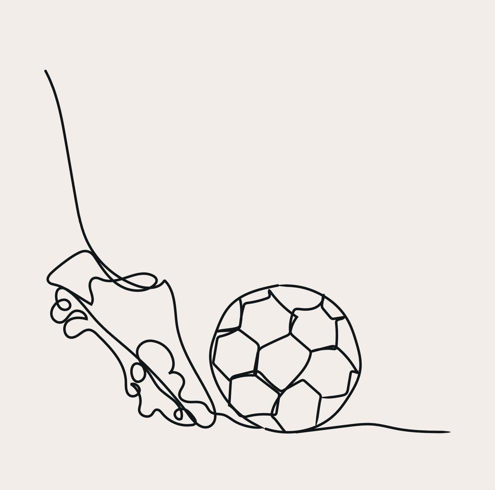 Minimalist Football line art print, Soccer sport , Goal Ball , Black and White , player Outline drawing vector