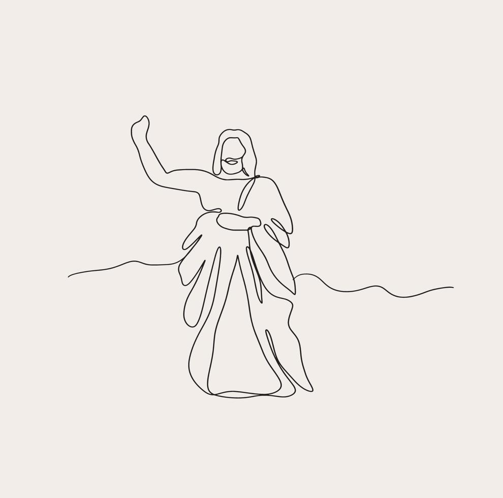 minimalista cristiano línea arte, religioso ilustración, sencillo bosquejo Jesús , bíblico fe contorno dibujo vector