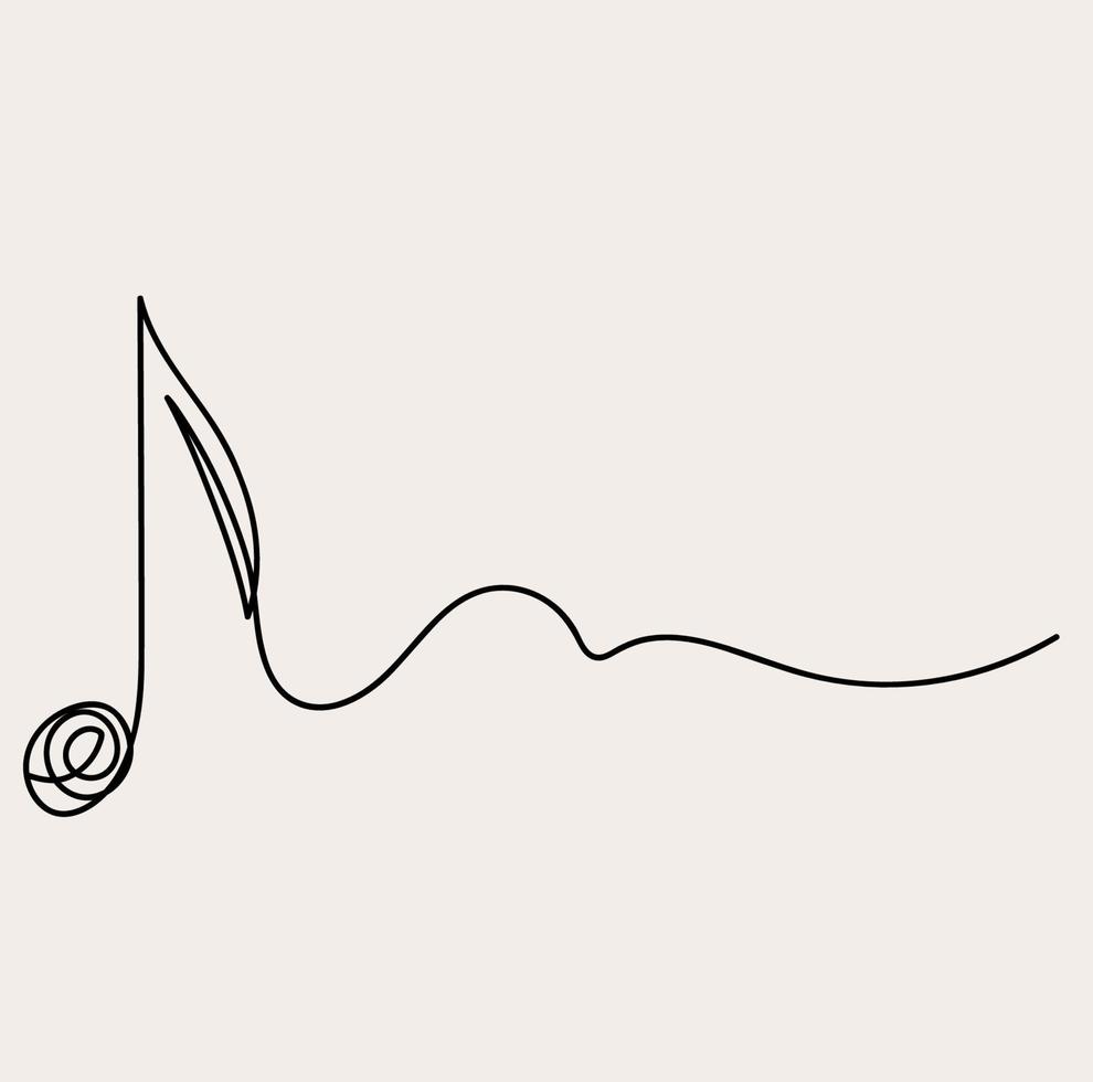 Minimalist Note Line Art, Music Outline Drawing, Musical Instruments, Simple Sketch vector