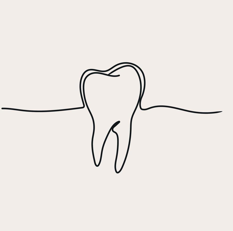 Minimalist Dentist Line Art, Teeth Tooth Outline Drawing, Dental Clinic, Simple Sketch vector