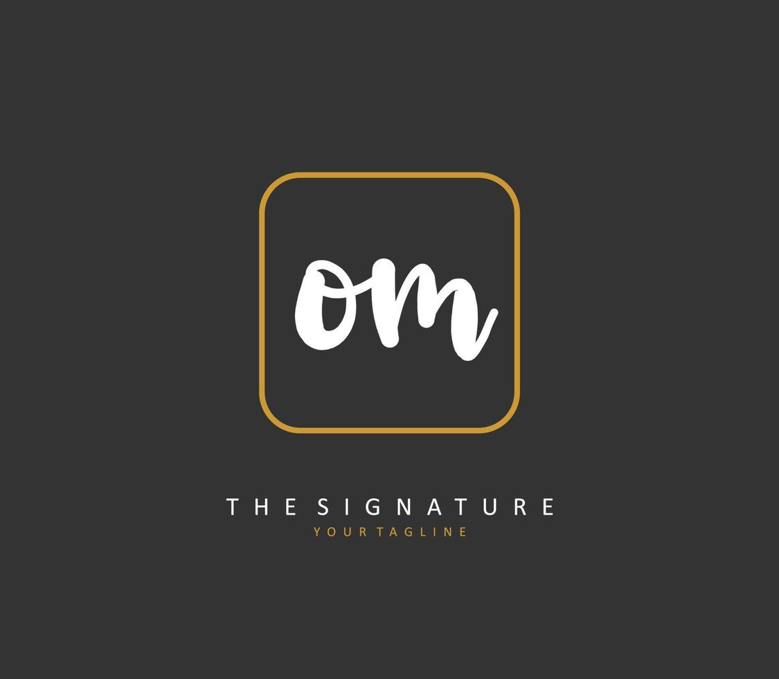 O M OM Initial letter handwriting and  signature logo. A concept handwriting initial logo with template element. vector