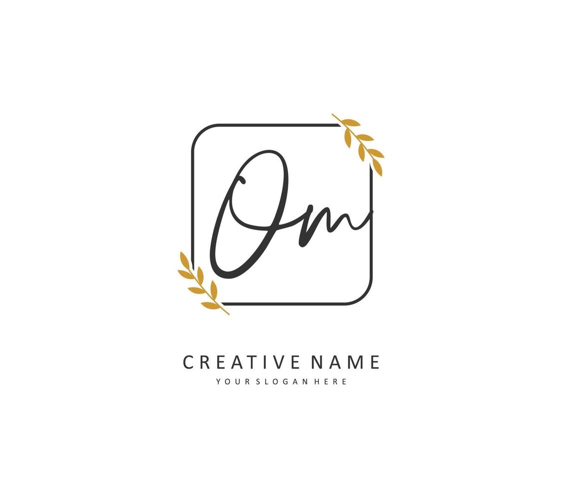 O M OM Initial letter handwriting and  signature logo. A concept handwriting initial logo with template element. vector