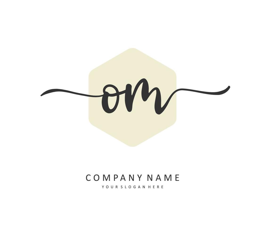 O M OM Initial letter handwriting and  signature logo. A concept handwriting initial logo with template element. vector