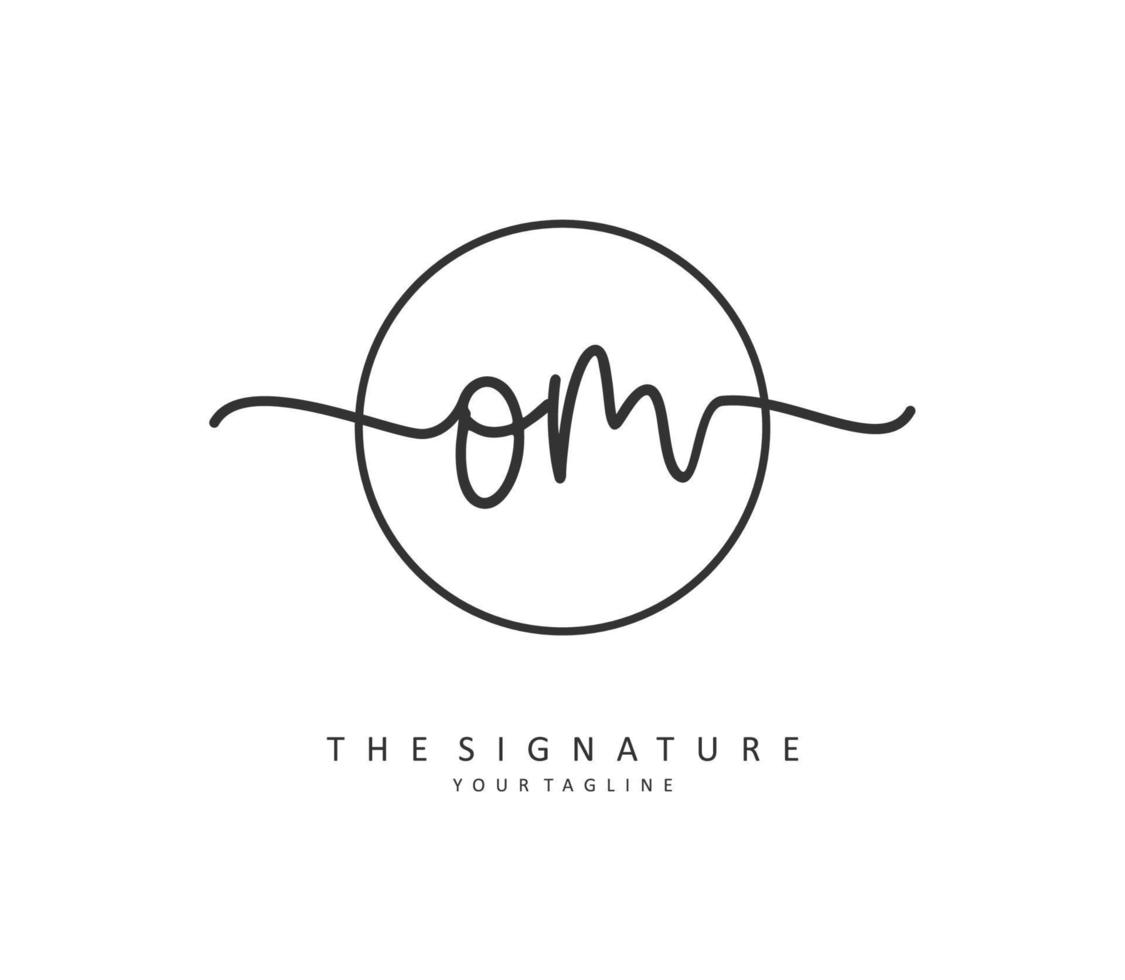 O M OM Initial letter handwriting and  signature logo. A concept handwriting initial logo with template element. vector