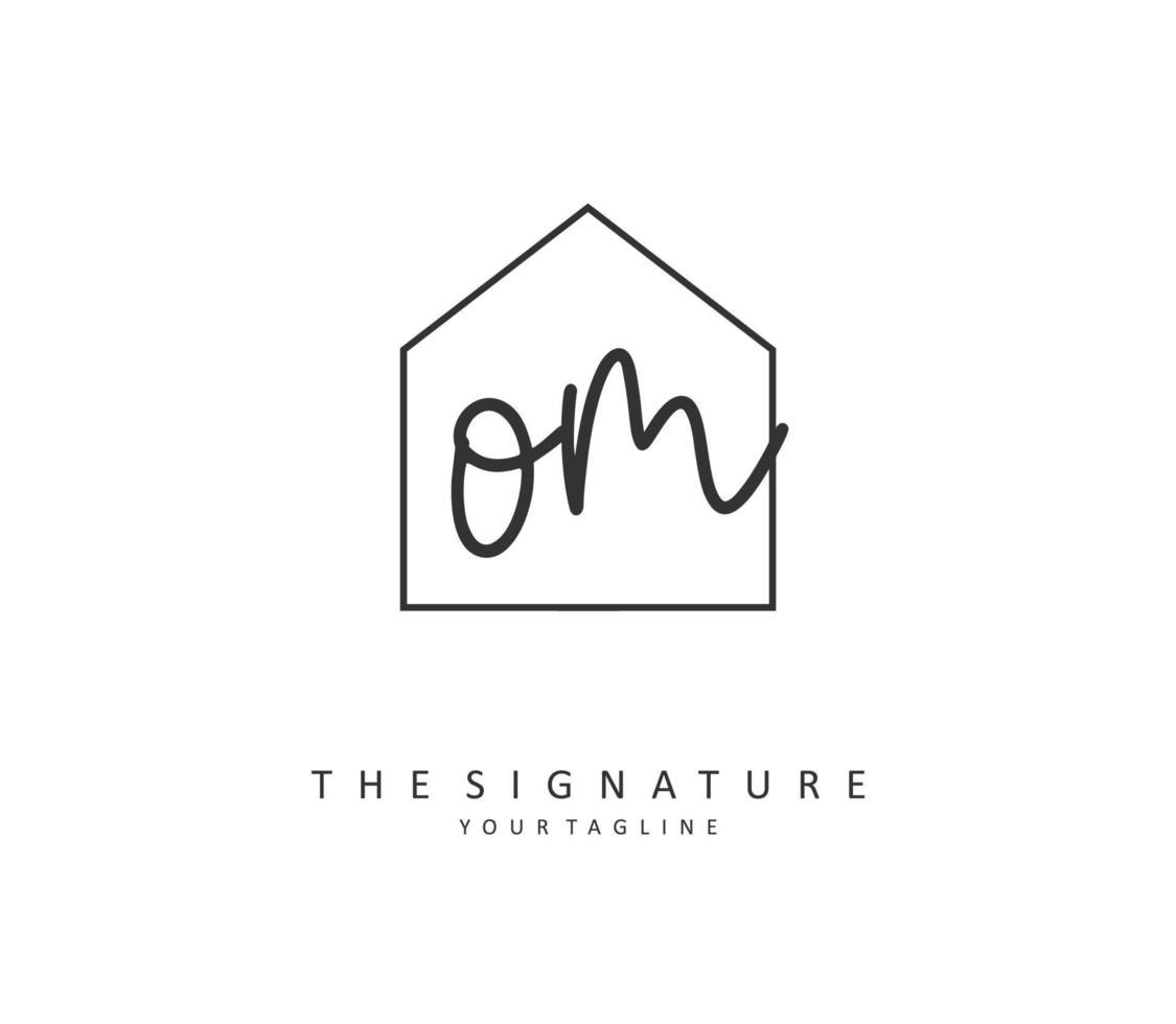 O M OM Initial letter handwriting and  signature logo. A concept handwriting initial logo with template element. vector