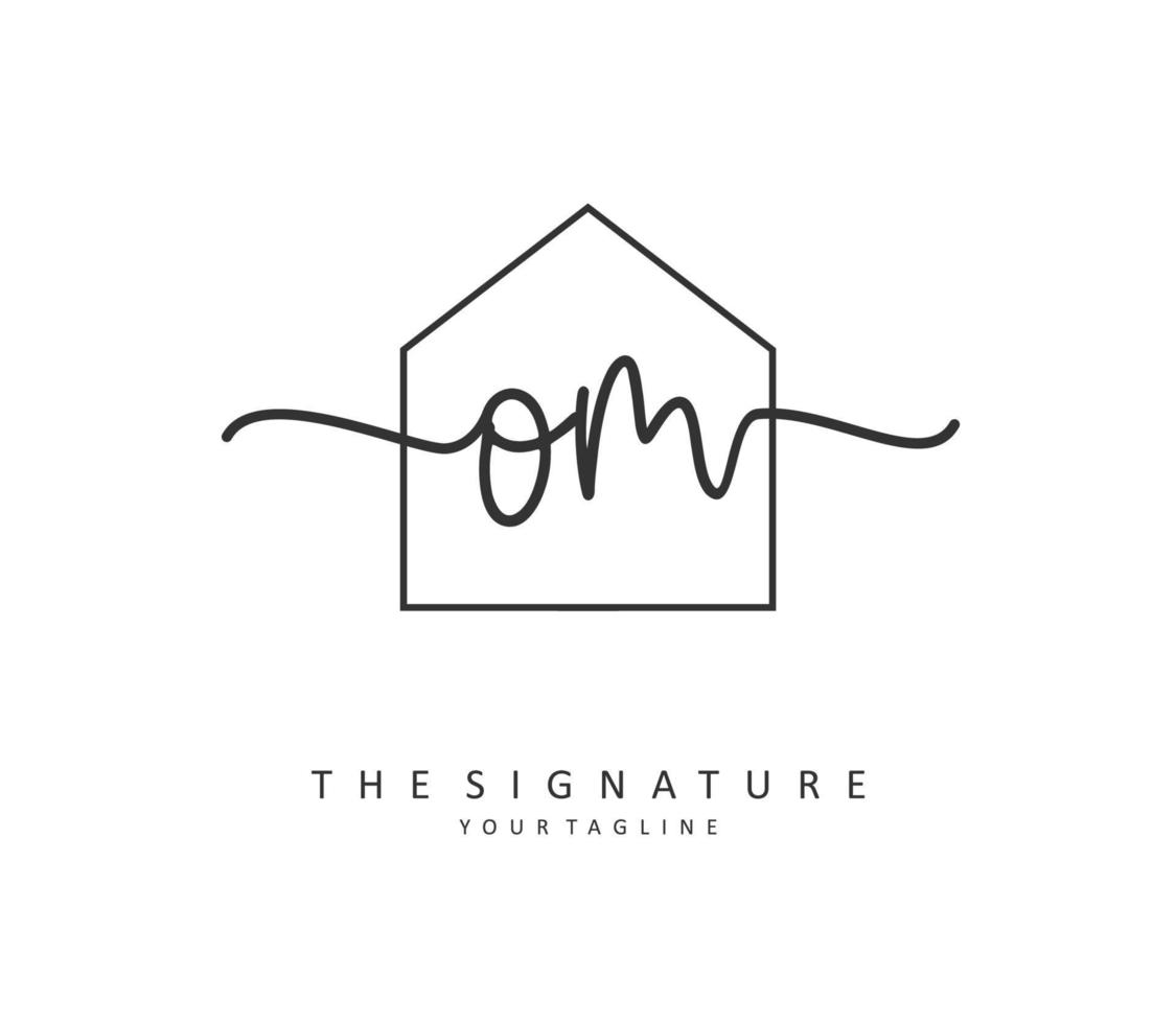 O M OM Initial letter handwriting and  signature logo. A concept handwriting initial logo with template element. vector