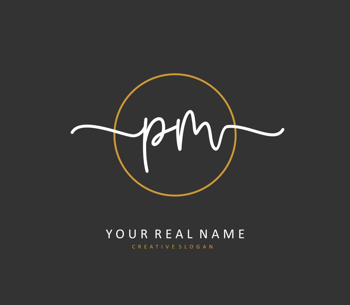 P M PM Initial letter handwriting and  signature logo. A concept handwriting initial logo with template element. vector