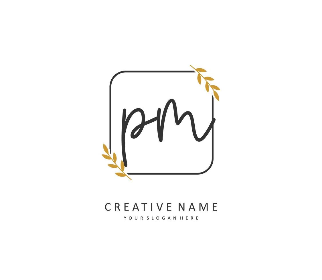 P M PM Initial letter handwriting and  signature logo. A concept handwriting initial logo with template element. vector