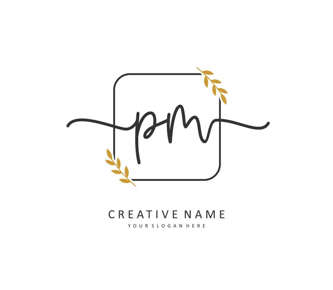 P M PM Initial letter handwriting and  signature logo. A concept handwriting initial logo with template element. vector