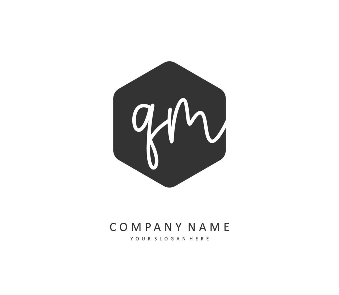 Q M QM Initial letter handwriting and  signature logo. A concept handwriting initial logo with template element. vector