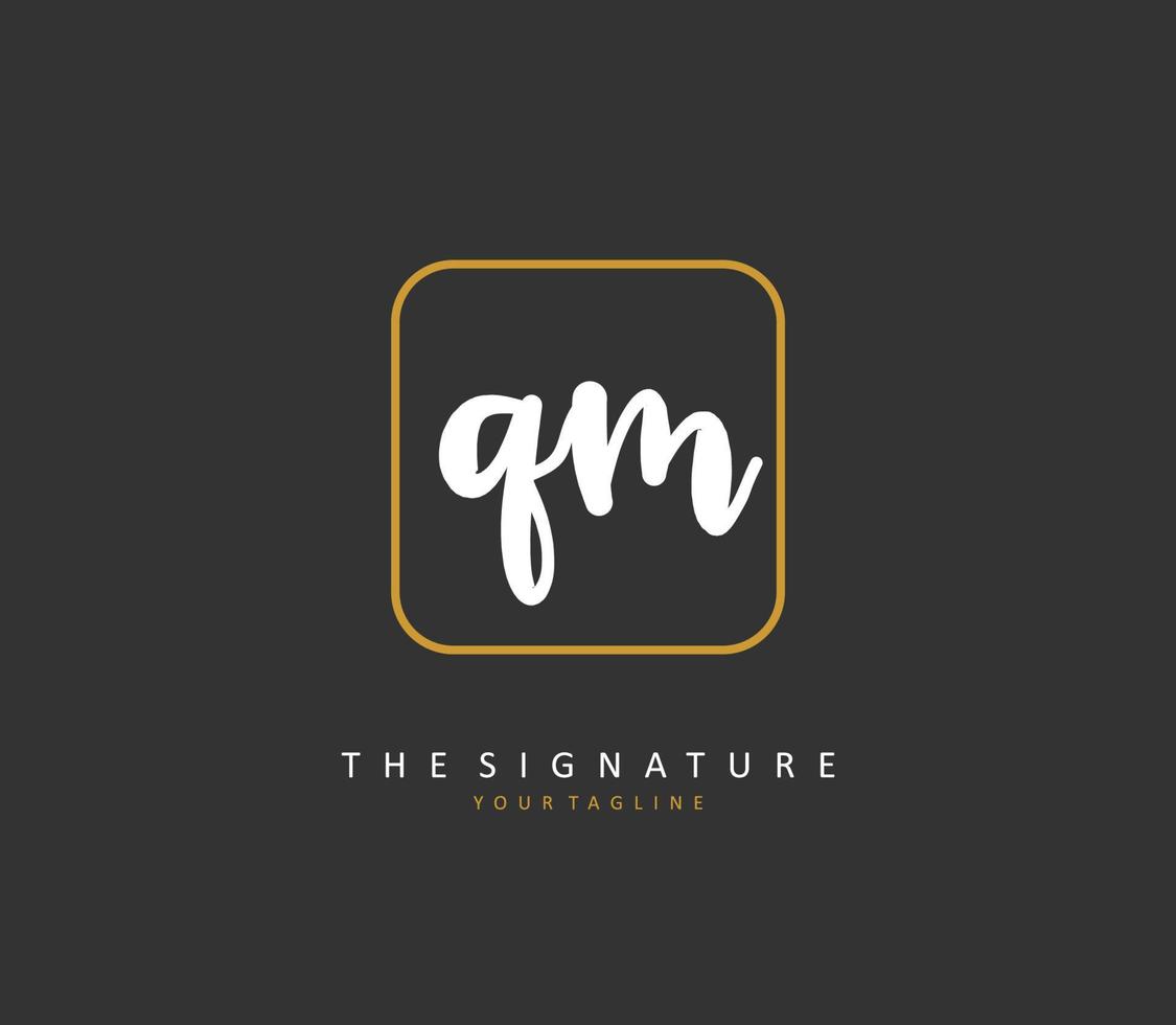 Q M QM Initial letter handwriting and  signature logo. A concept handwriting initial logo with template element. vector