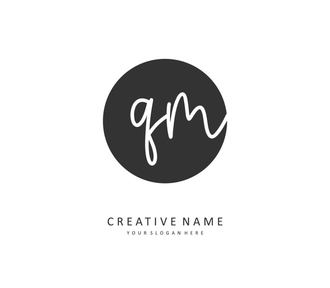 Q M QM Initial letter handwriting and  signature logo. A concept handwriting initial logo with template element. vector