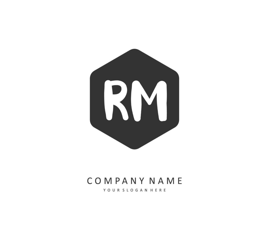 R M RM Initial letter handwriting and  signature logo. A concept handwriting initial logo with template element. vector