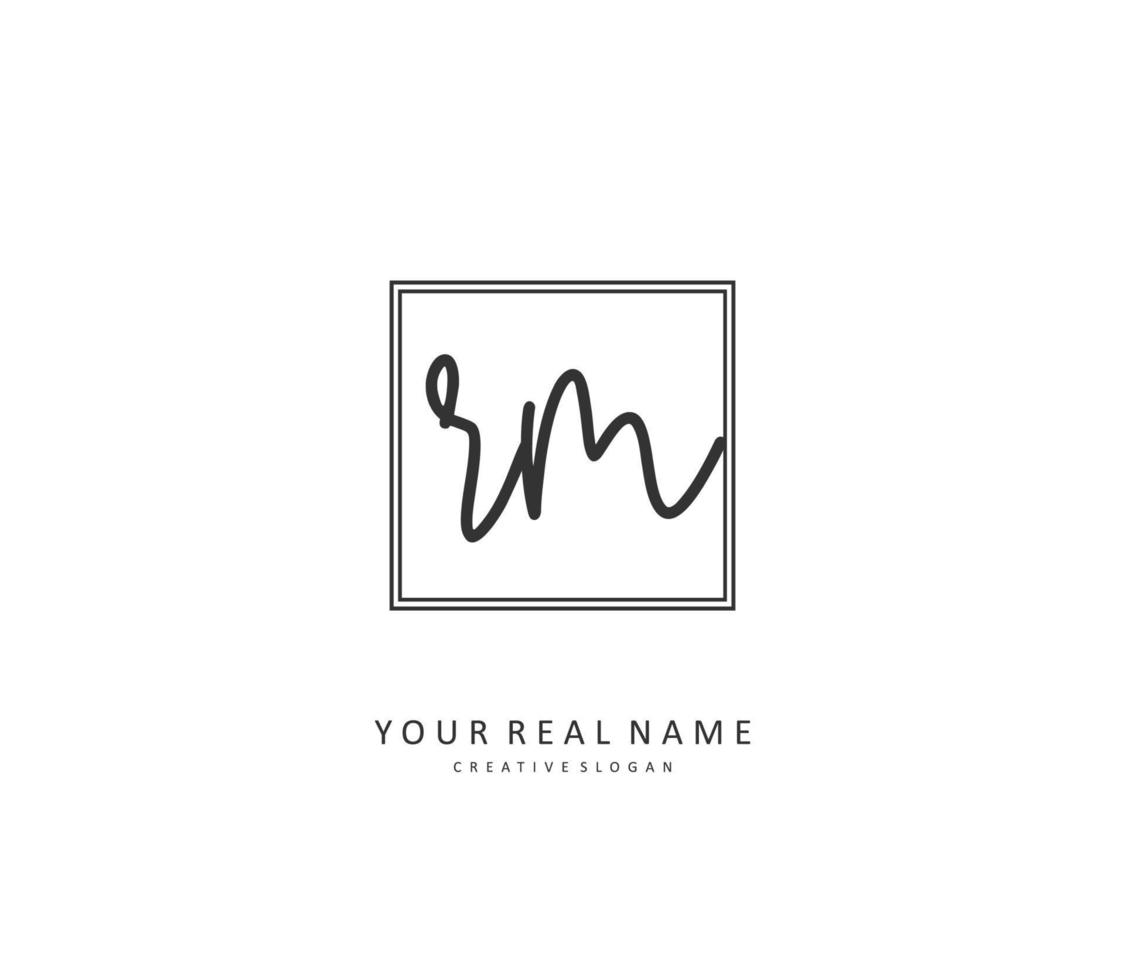 R M RM Initial letter handwriting and  signature logo. A concept handwriting initial logo with template element. vector