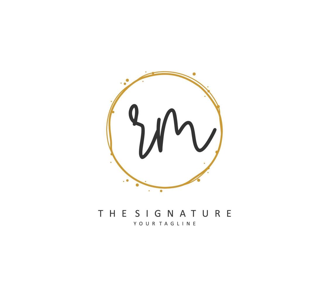 R M RM Initial letter handwriting and  signature logo. A concept handwriting initial logo with template element. vector