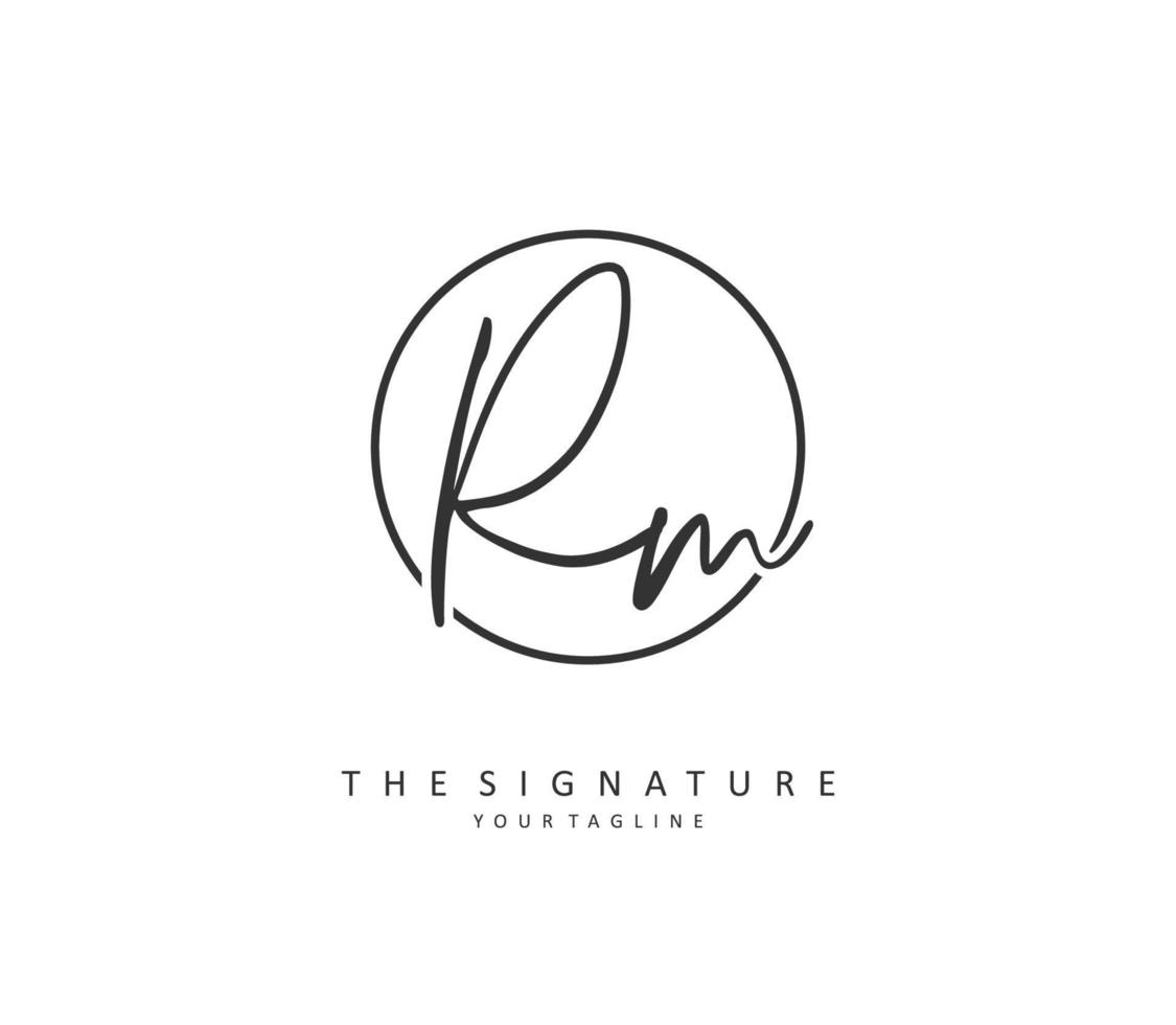 R M RM Initial letter handwriting and  signature logo. A concept handwriting initial logo with template element. vector