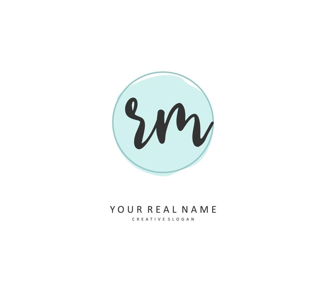 R M RM Initial letter handwriting and  signature logo. A concept handwriting initial logo with template element. vector