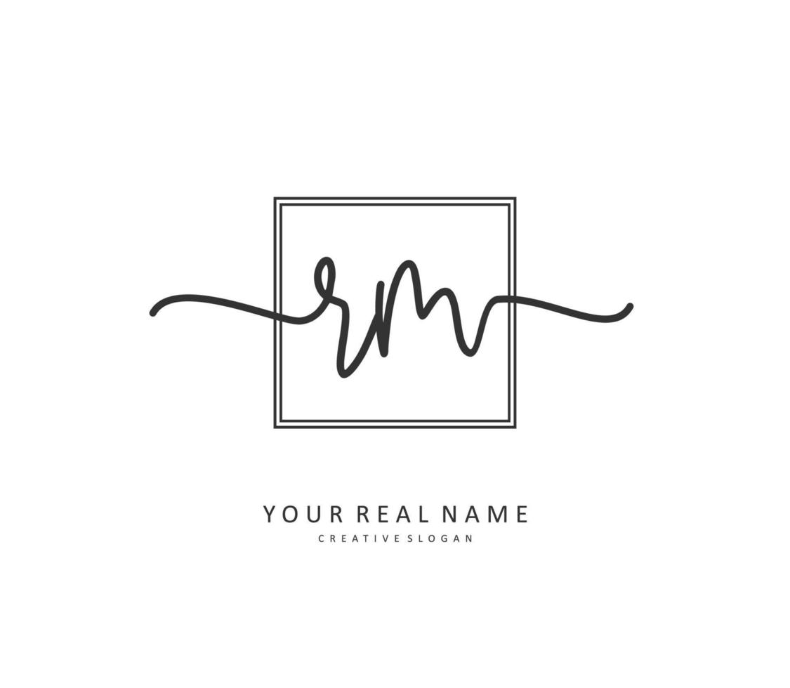 R M RM Initial letter handwriting and  signature logo. A concept handwriting initial logo with template element. vector