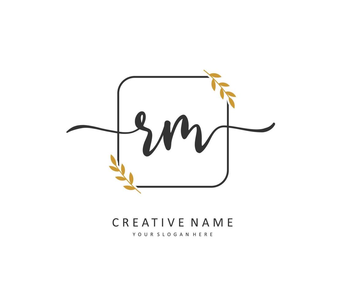 R M RM Initial letter handwriting and  signature logo. A concept handwriting initial logo with template element. vector