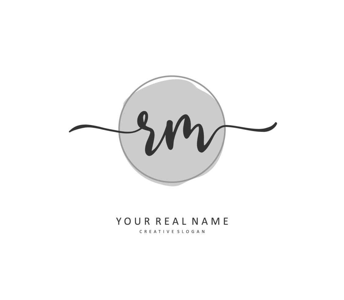 R M RM Initial letter handwriting and  signature logo. A concept handwriting initial logo with template element. vector