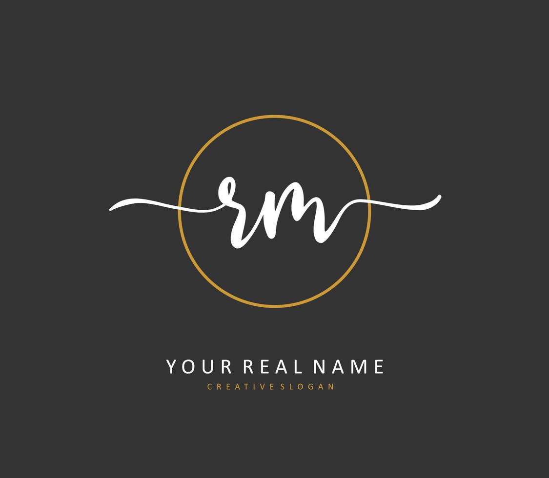 R M RM Initial letter handwriting and  signature logo. A concept handwriting initial logo with template element. vector