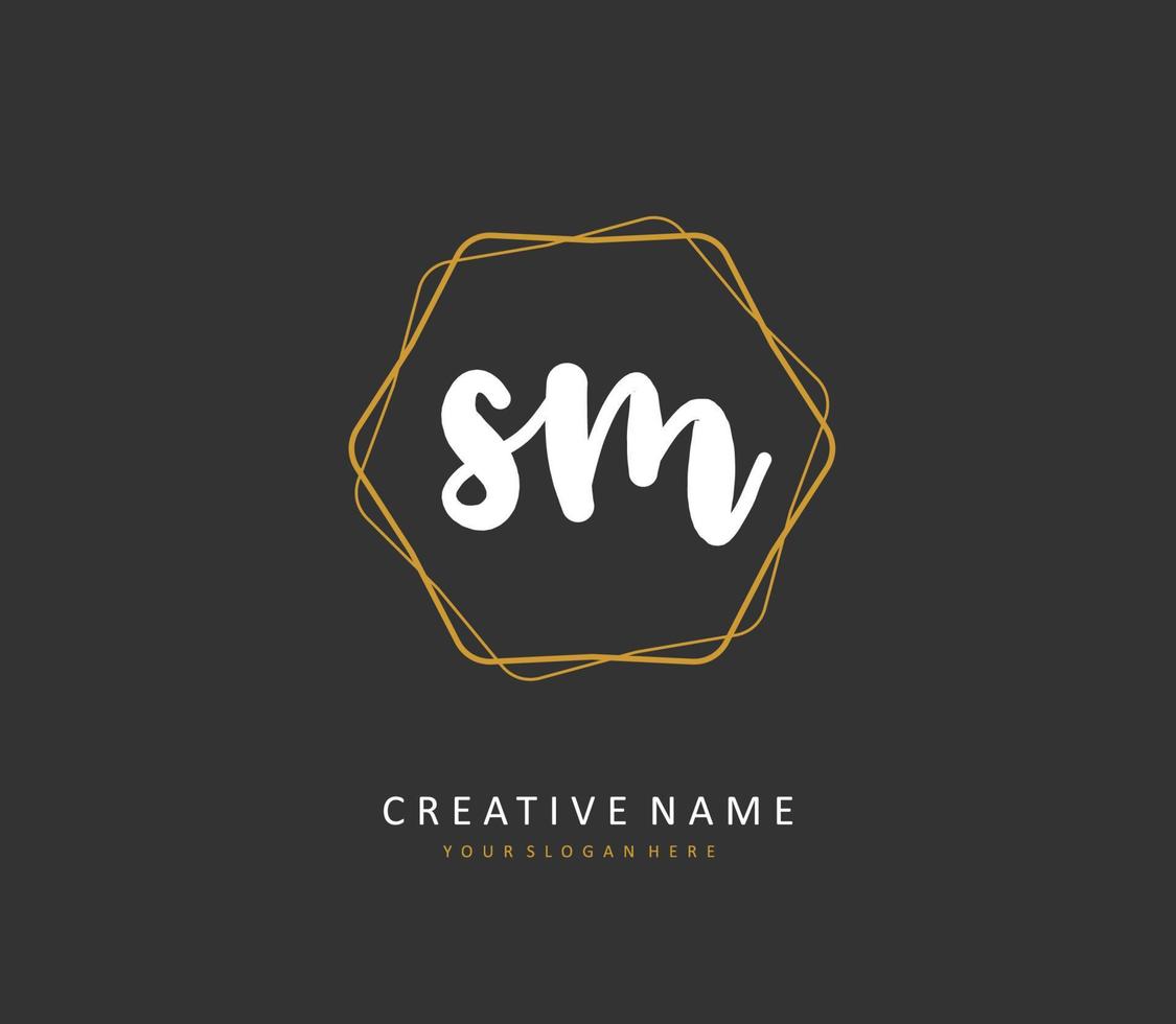 S M SM Initial letter handwriting and  signature logo. A concept handwriting initial logo with template element. vector