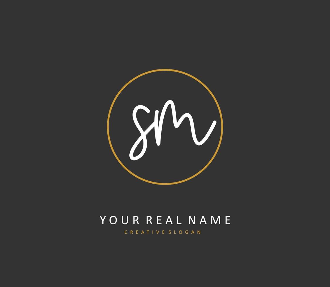 S M SM Initial letter handwriting and  signature logo. A concept handwriting initial logo with template element. vector