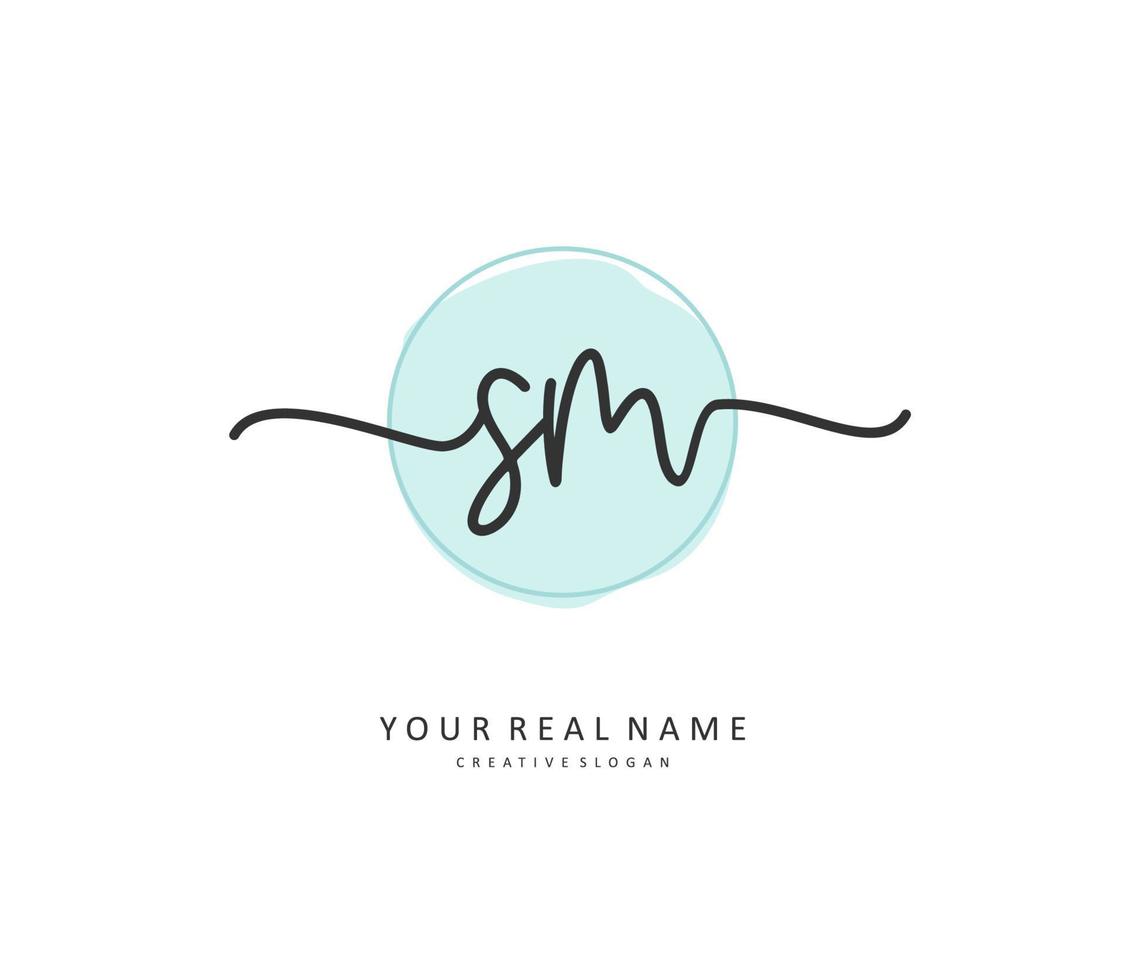 S M SM Initial letter handwriting and  signature logo. A concept handwriting initial logo with template element. vector