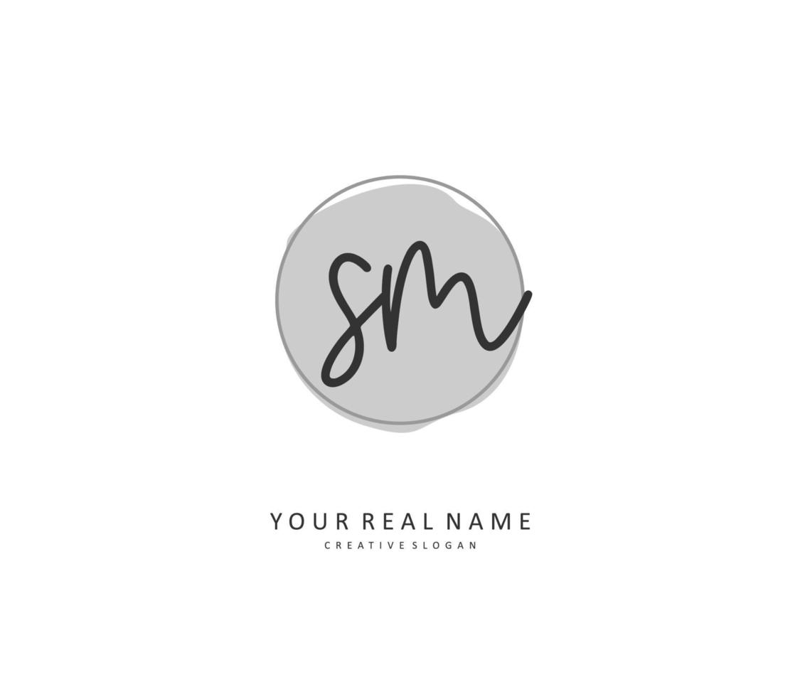S M SM Initial letter handwriting and  signature logo. A concept handwriting initial logo with template element. vector