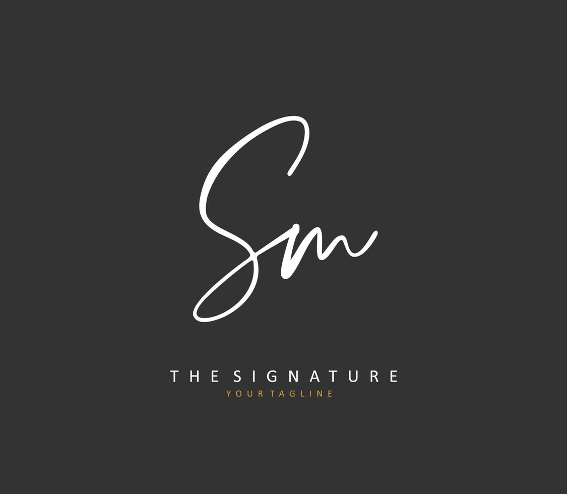 S M SM Initial letter handwriting and  signature logo. A concept handwriting initial logo with template element. vector