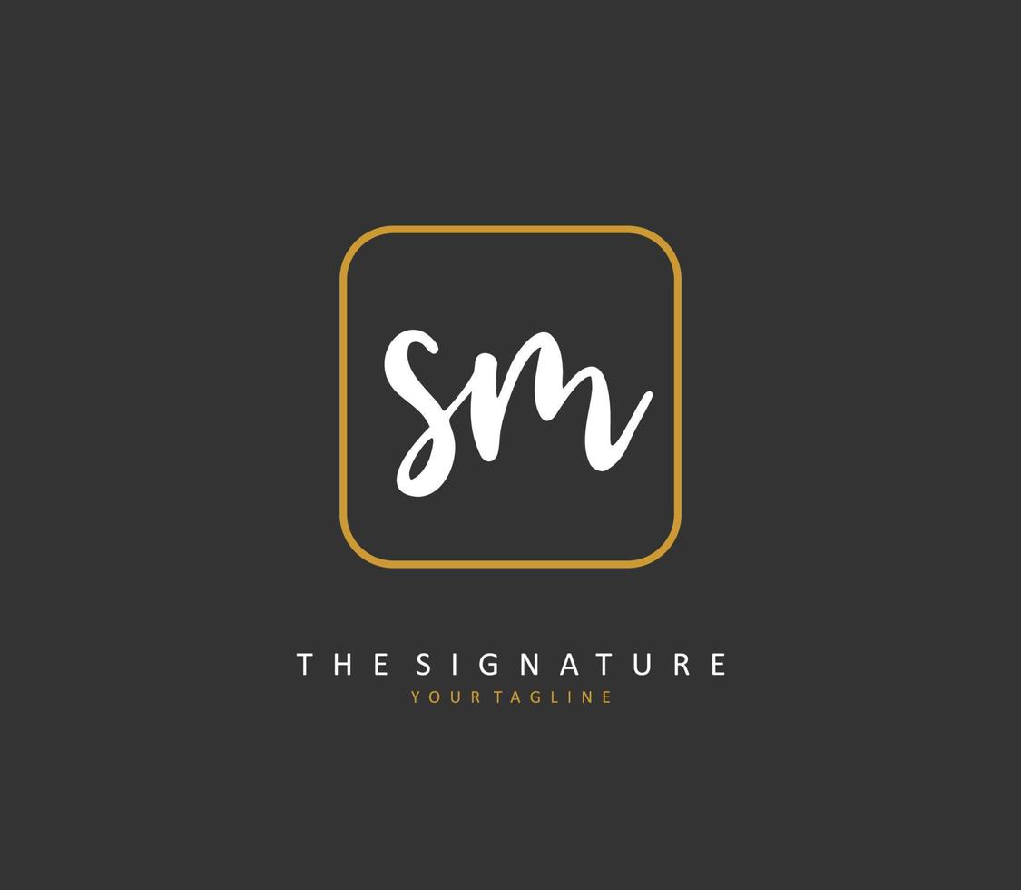 S M SM Initial letter handwriting and  signature logo. A concept handwriting initial logo with template element. vector