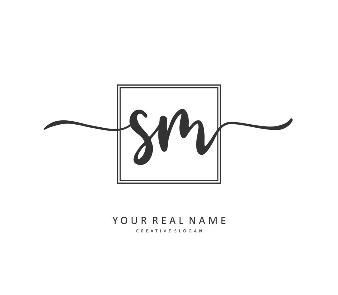 S M SM Initial letter handwriting and  signature logo. A concept handwriting initial logo with template element. vector