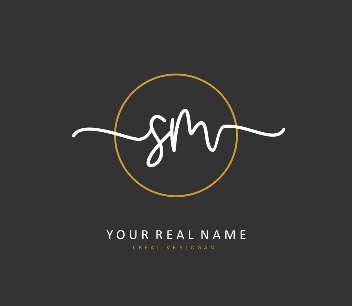 S M SM Initial letter handwriting and  signature logo. A concept handwriting initial logo with template element. vector