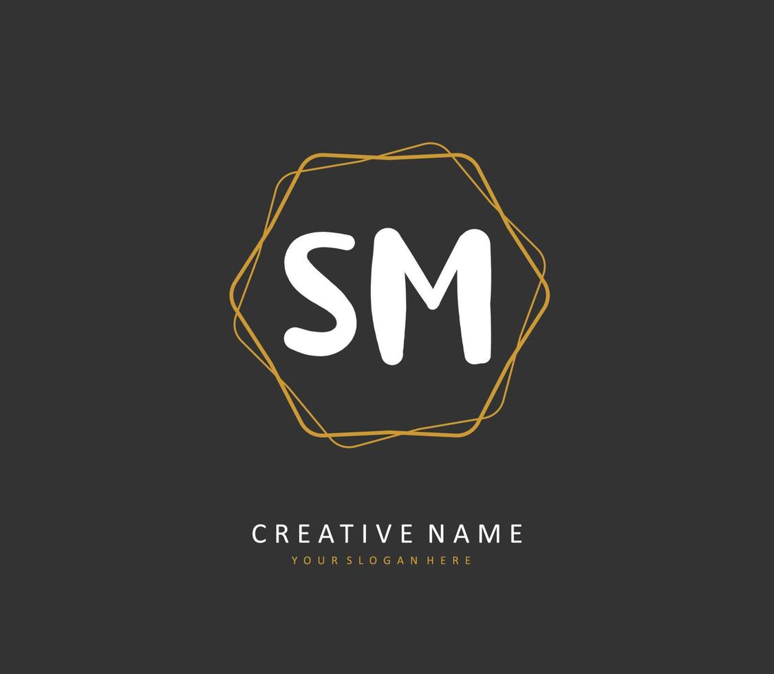 S M SM Initial letter handwriting and  signature logo. A concept handwriting initial logo with template element. vector