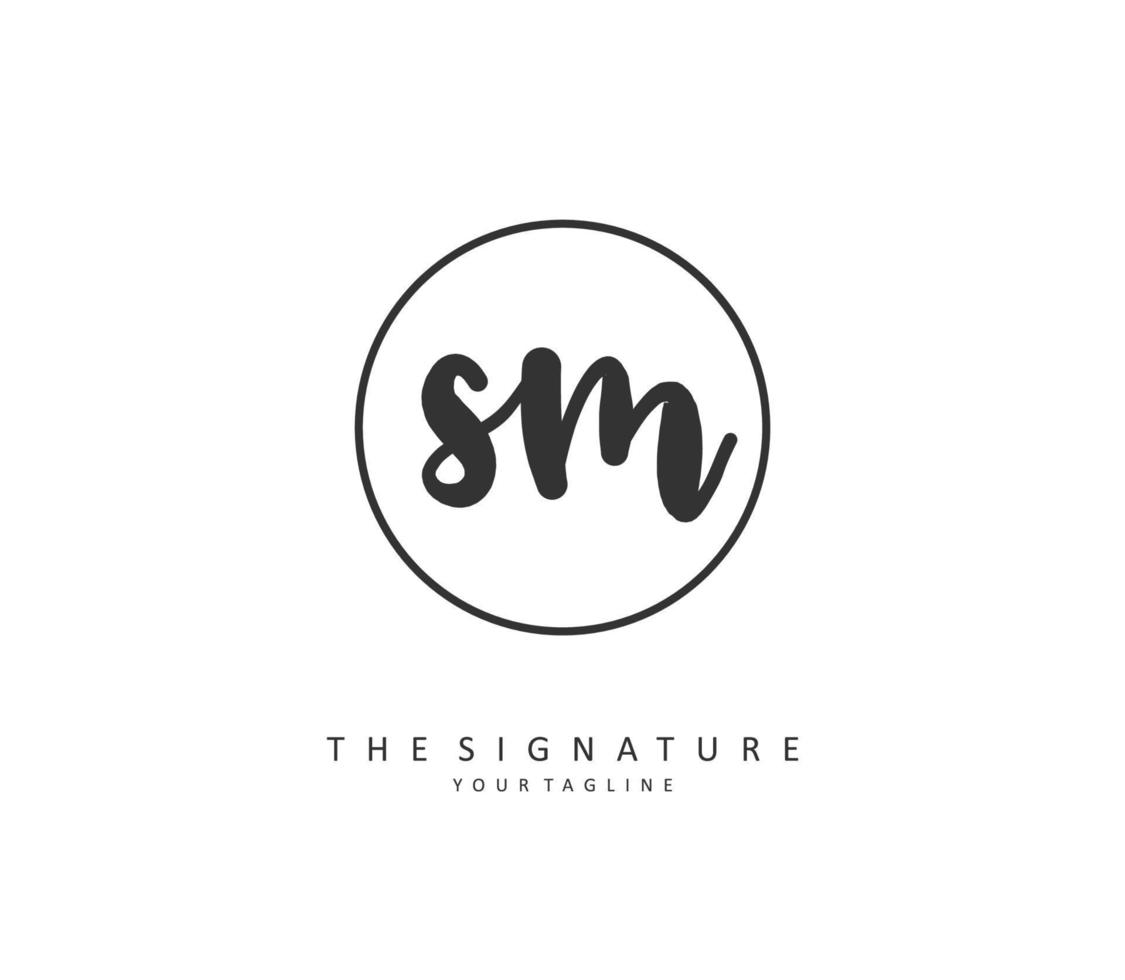 S M SM Initial letter handwriting and  signature logo. A concept handwriting initial logo with template element. vector