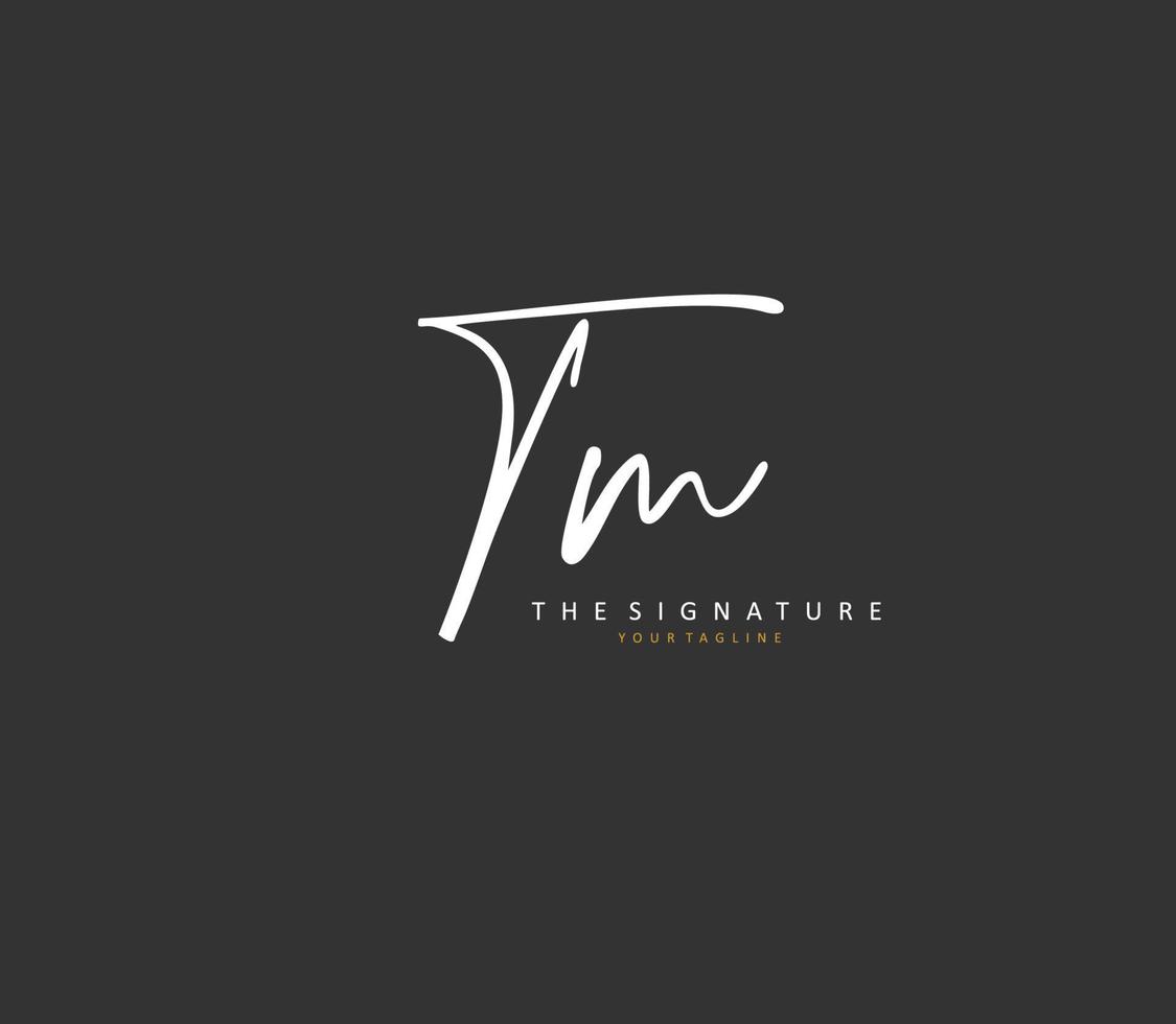 T M TM Initial letter handwriting and  signature logo. A concept handwriting initial logo with template element. vector