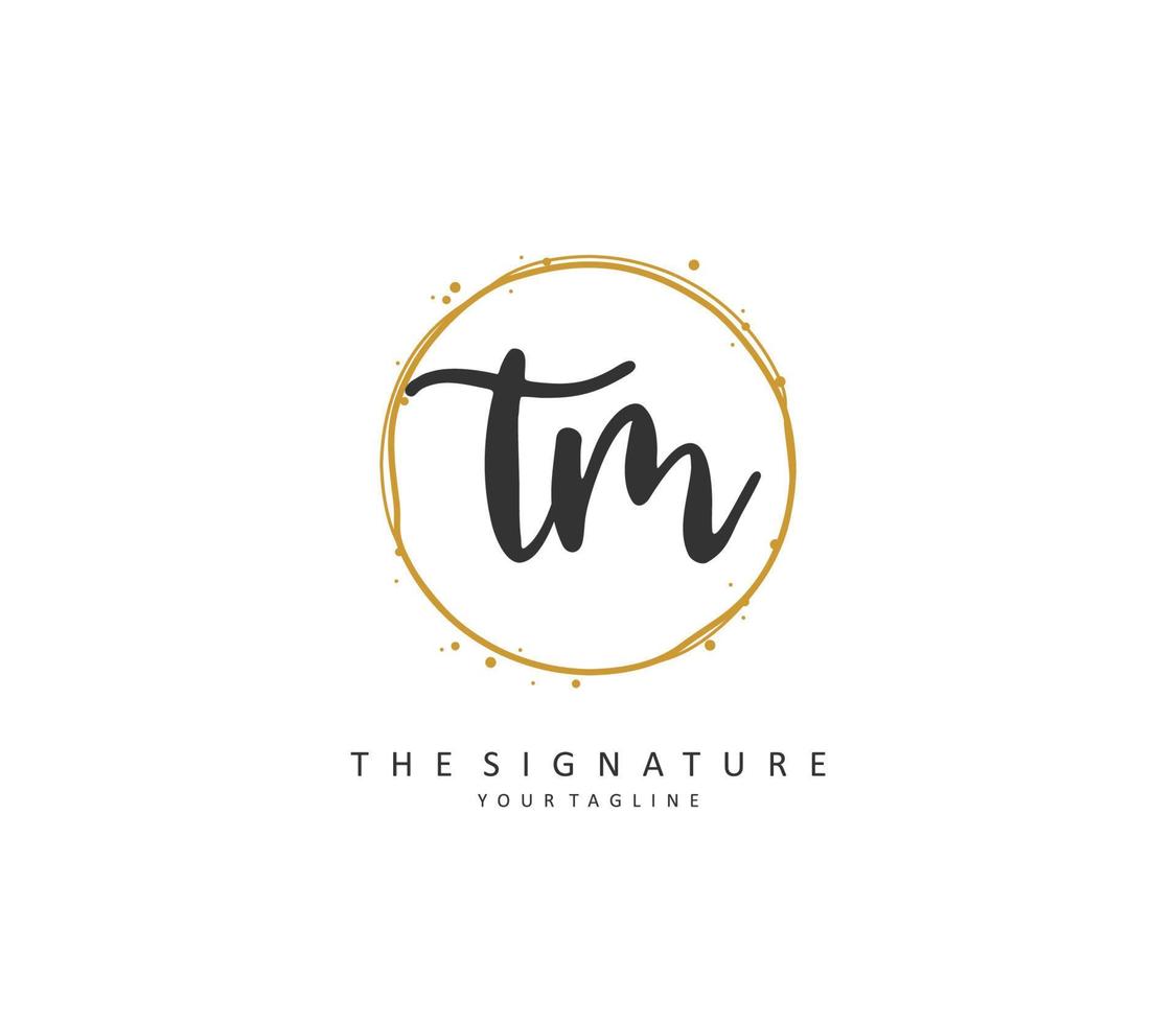 T M TM Initial letter handwriting and  signature logo. A concept handwriting initial logo with template element. vector