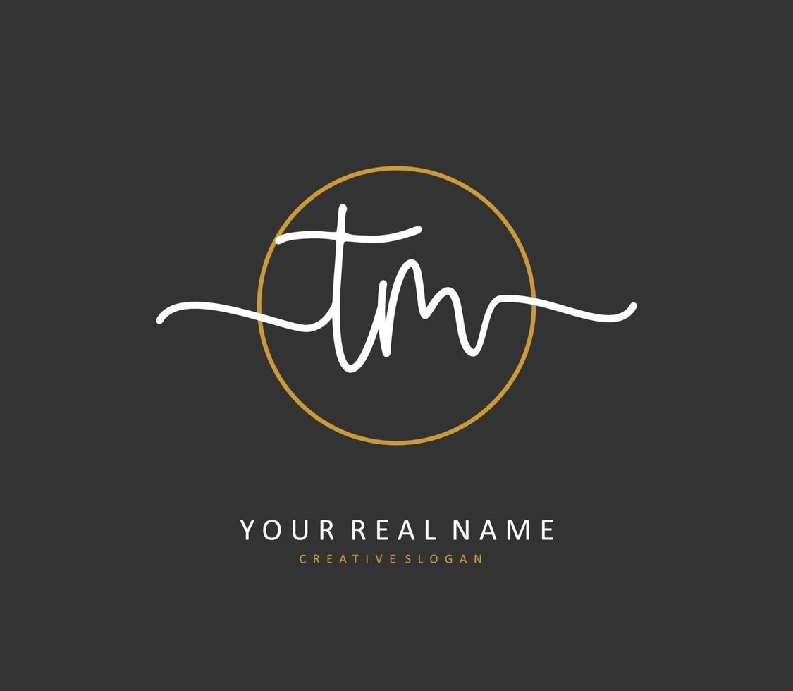 T M TM Initial letter handwriting and  signature logo. A concept handwriting initial logo with template element. vector