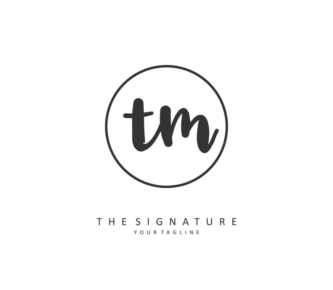 T M TM Initial letter handwriting and  signature logo. A concept handwriting initial logo with template element. vector