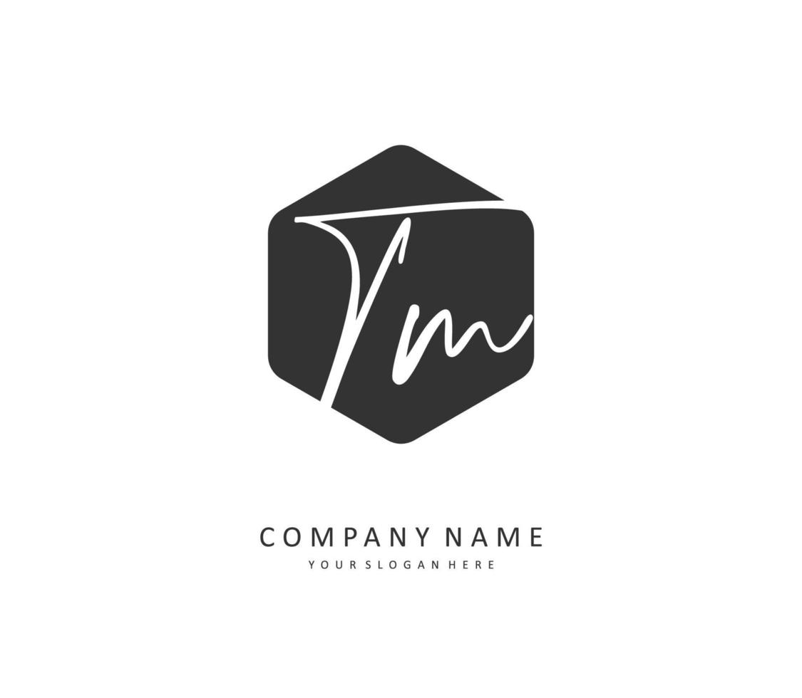 T M TM Initial letter handwriting and  signature logo. A concept handwriting initial logo with template element. vector